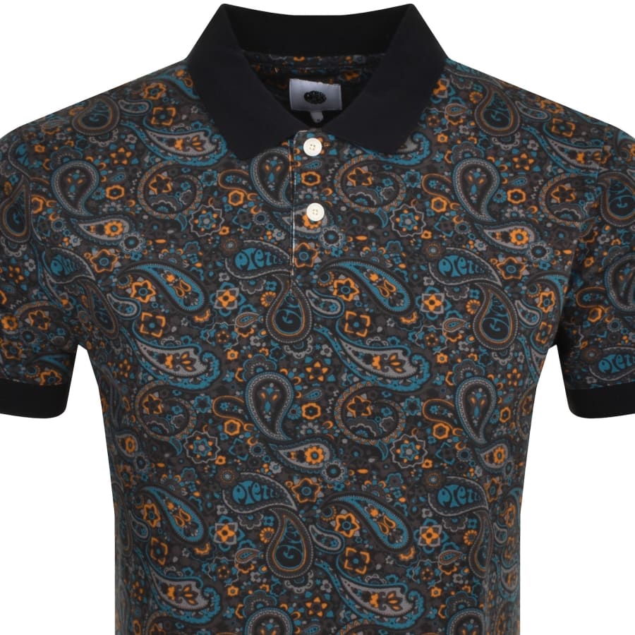 Pretty Green Wonderwall Paisley Polo T Shirt Grey Mainline Menswear